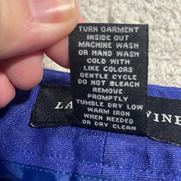 Larry Levine Womens Sz 12 Flat Front Straight Leg Cropped Pants Blue Purple - Picture 7 of 8